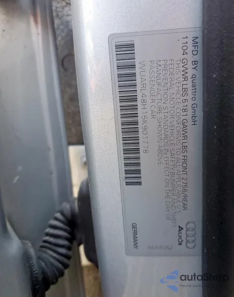 2005 Audi S4 Quattro Cabriolet z USA, uszkodzony, nr VIN WUARL48H15K901778